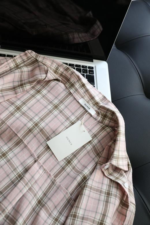 韩国东大门复古格纹翻领宽松长袖衬衫 商品图11