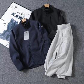 F032507新款户外吸湿排汗修身弹力运动保暖立领抓绒衫情侣款外套