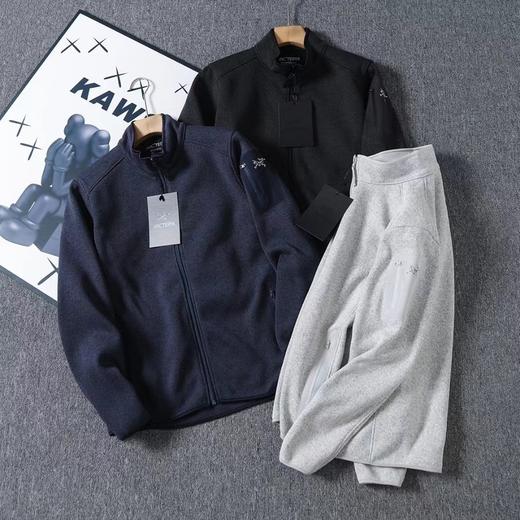 F032507新款户外吸湿排汗修身弹力运动保暖立领抓绒衫情侣款外套 商品图0