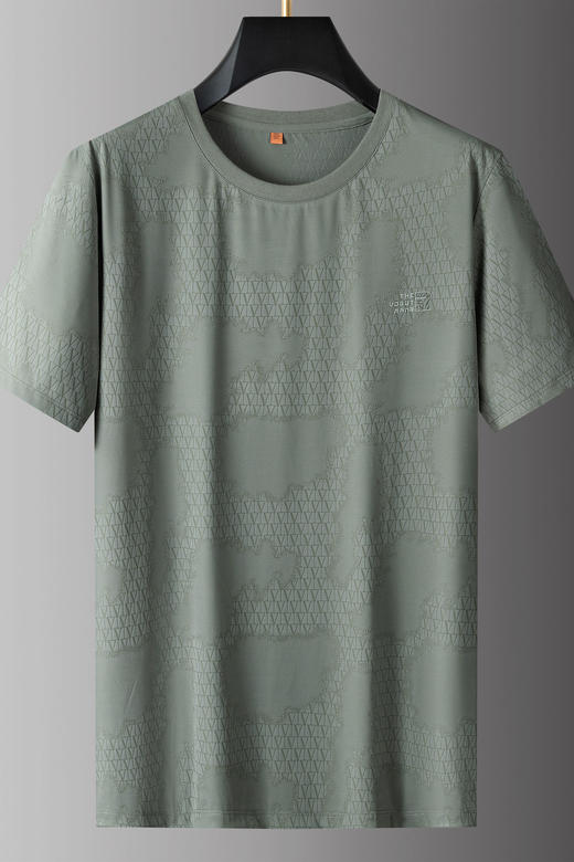 【DPS】大依优型大码男装夏季冰丝圆领短袖T恤运动休闲暗纹上衣半袖男士 商品图5