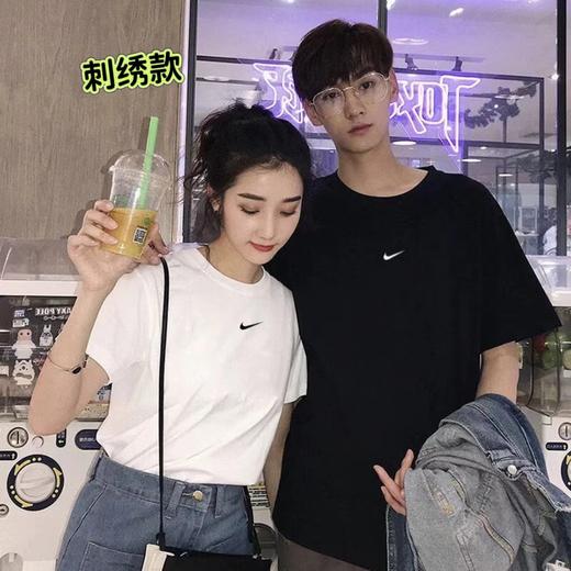 F032562情侣圆领刺绣宽松棉质休闲运动短袖T恤 商品图6