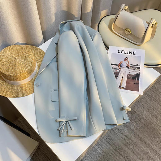 【清风外衣】蓝色千金感名媛西装外套！女2026春季新款独特袖口蝴蝶结设计小西服！ 商品图3