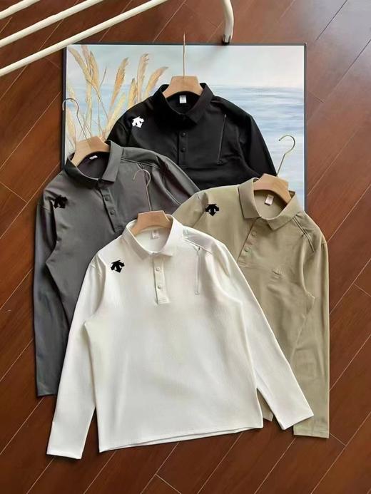 F032555小翻领门襟排扣运动商务设计款长袖POLO衫上衣 商品图0