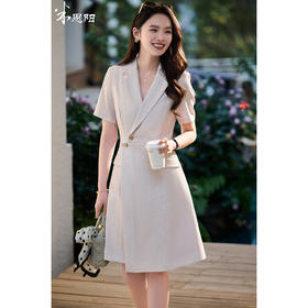 米思阳2026春夏新款通勤职场西装连衣裙小个子设计感高端短裙子女2144/1028