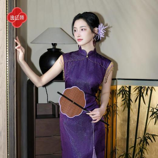 逸红颜《璃落》26夏新款 卷珠帘 螺钿正绢真丝海派重工手工旗袍女 商品图0