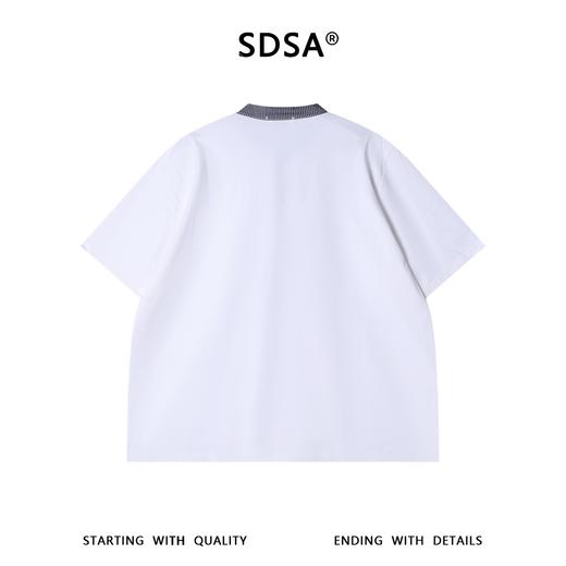 SDSA男装2026新款高贵轻奢美式简约格纹领结飘带短袖T恤百搭休闲 商品图4