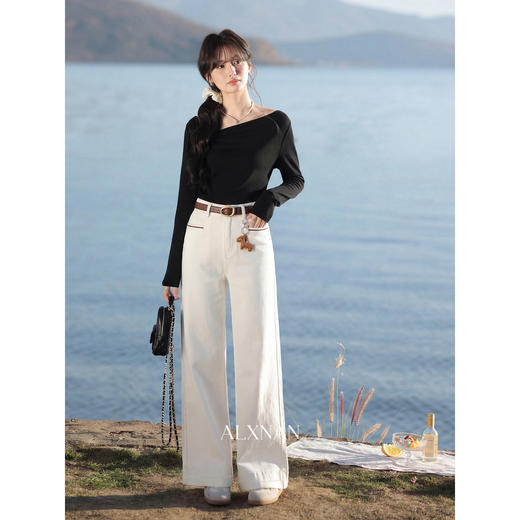 鹿向南【0328/20:00新品前一小时7折限量100件】白色牛仔裤 商品图4