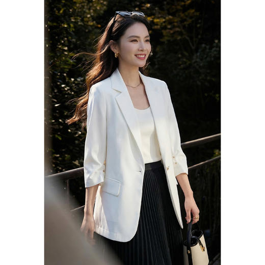 米思阳2026春季新款简约高级感西装外套宽松正式七分袖上衣女0874 商品图3