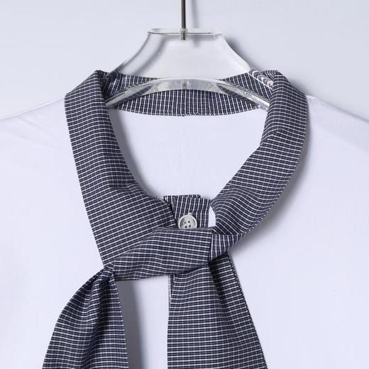 SDSA男装2026新款高贵轻奢美式简约格纹领结飘带短袖T恤百搭休闲 商品图1