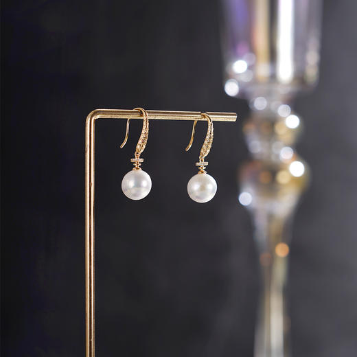 子佩集【月华轨迹】银S925珍珠惜王妃耳环【E4378】10mm珠双色单珠蛇纹2601 商品图3
