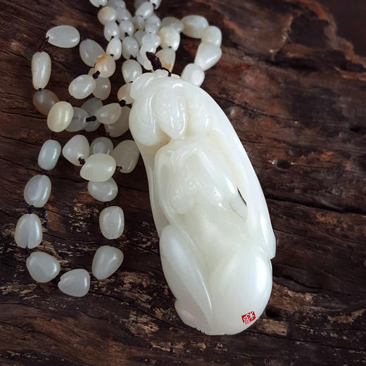 【天然正品】天然新疆籽料细腻油润度佳玉贵人（贵人相助、事业顺遂）和田玉吊坠手把件69.6*29.9*24.1MM（皆取最大值）120326NJ12 商品图4