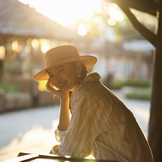 绽放141朵/条纹长衫*侧开衩汉麻棉混纺中长款轻薄衬衫夏新款小衫 商品图1