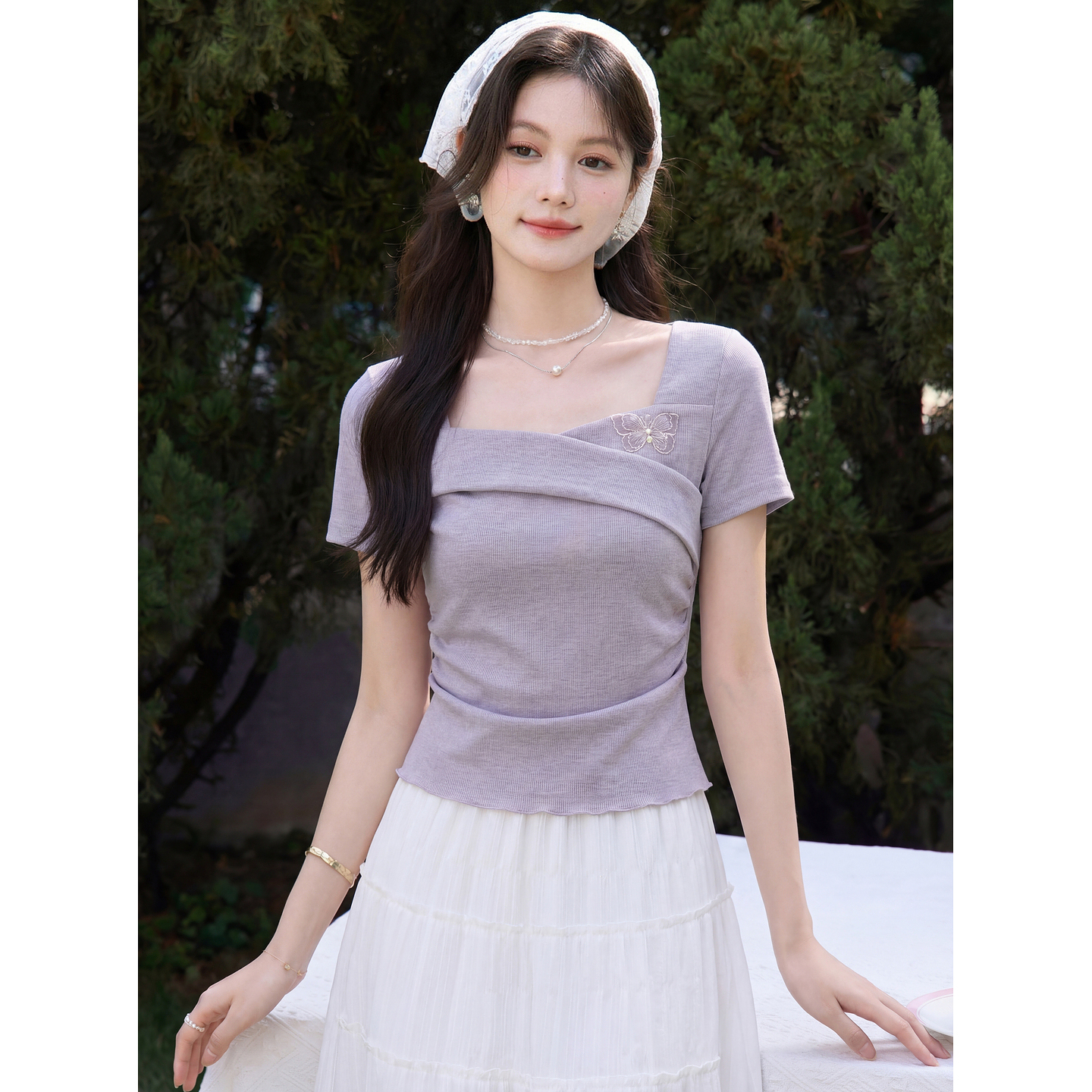 鹿向南【0328/20:00新品前一小时7折】紫色T恤