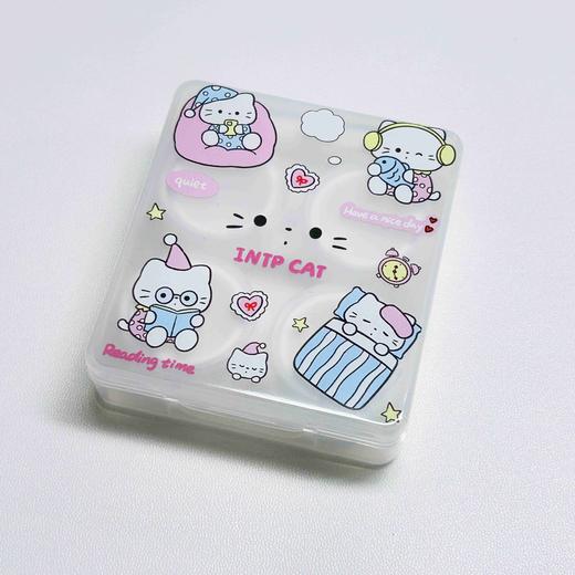 可爱卡通星座猫咪风隐形眼镜盒含镊子小棒双联盒2副装B28 商品图11