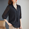 女士雪纺衫2026夏季新款妈妈翻领衬衣女装宽松大码七分袖衬衫上衣 商品缩略图2