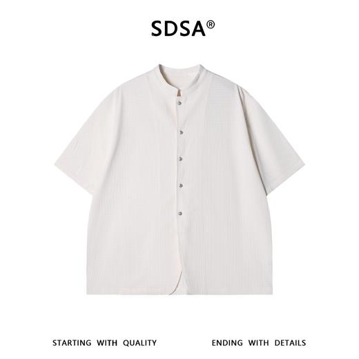 2878SDSA男装2026新款高贵轻奢极简风华夫格肌理立领短袖衬衫百搭休闲 商品图1