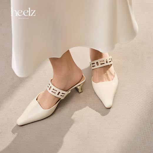 heelz设计师手工鞋履 ｜繁花积木跟羊皮穆勒鞋 4.5公分 商品图1