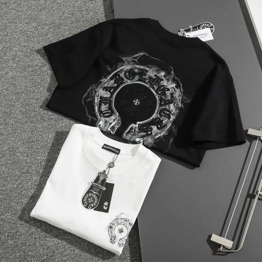 F032539重工梵文泼墨刺绣立体LOGO休闲圆领短袖T恤 商品图7