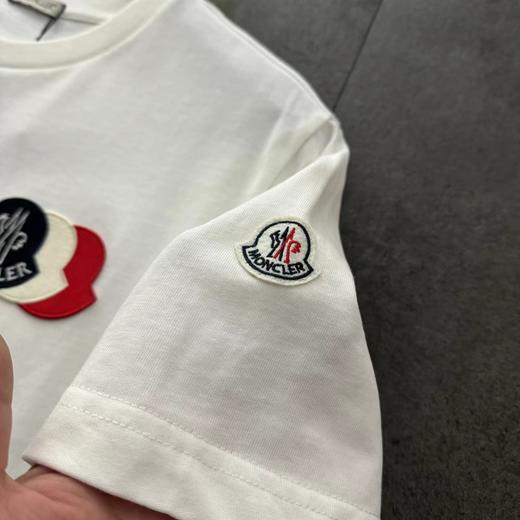 F032516新款情侣款时尚百搭平纹三色叠加LOGO短袖T恤 商品图5