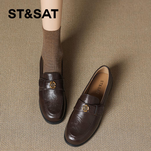 星期六26春新款复古山茶花百搭乐福鞋SSE1112C1F 商品图2