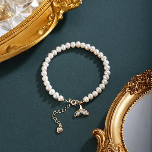 子佩集【沧海精灵】珍珠惜王妃手链【ZZSL011】5.5-6mm珠镀金鱼尾2601 商品图3