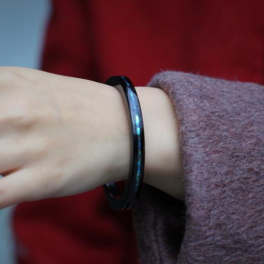 【宝光锦绣螺细镶嵌大漆手镯】紫光檀木质、古典方镯女士手作饰品 商品图10