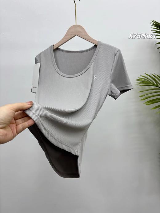 F032570一包3件装春夏新款女士三色冰感大U领燕尾短袖T恤 商品图6