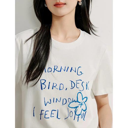 F032514新款夏季宽松白色休闲圆领短袖字母印花T恤 商品图7