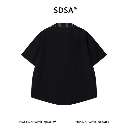 SDSA男装2026新款高贵轻奢韩系简约拼接翻领短袖衬衫百搭时尚上衣 商品图4
