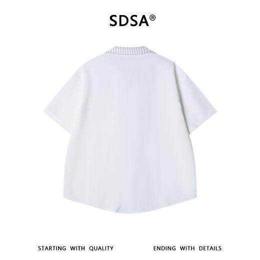 SDSA男装2026新款高贵轻奢韩系简约拼接翻领短袖衬衫百搭时尚上衣 商品图4