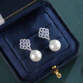 子佩集【翠屏缪斯】银S925珍珠惜王妃耳钉【YE0498】11mm珠双色孔雀羽2601