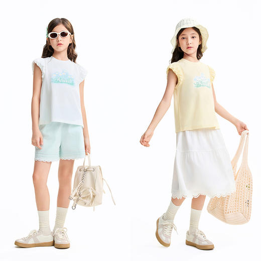 女童圆领短袖针织衫夏季新款安奈儿童装EG621636 商品图3