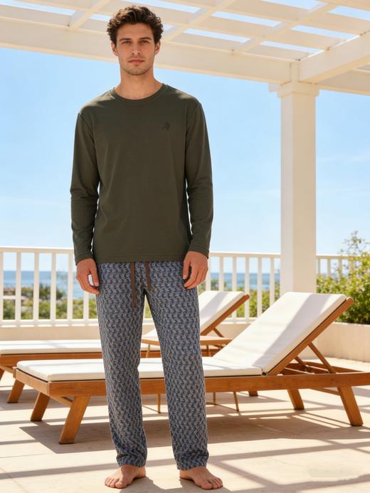 【马到成功棉莫经典】SCHIESSER德国舒雅男士棉+莫代尔柔软亲肤长袖长裤家居套装39/23435H 商品图0