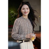 米思阳2026春季新款通勤风OL优雅条纹衬衫半高领气质直筒衬衣女4258 商品缩略图3