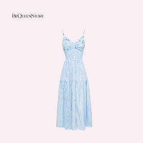【孤品样衣，不退不换】【航海精灵】薄款可调节肩带抽褶细条纹吊带连衣裙夏季成人