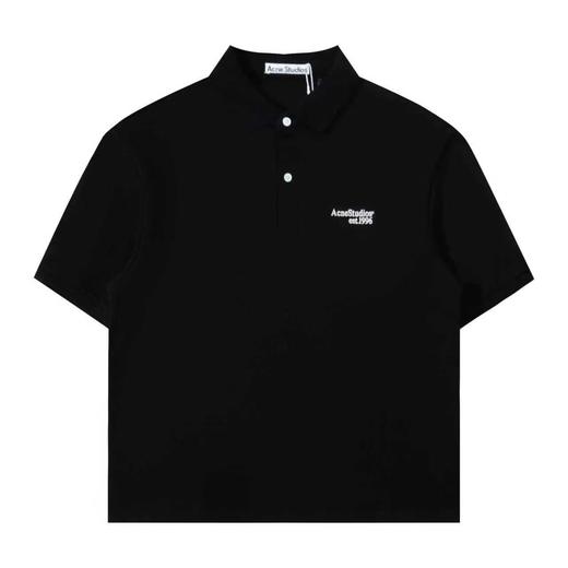 F032529复古简约休闲宽松刺绣字母情侣翻领polo衫短袖T恤 商品图3