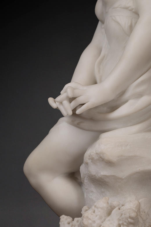 独角鹿西洋古董1900年代法国雕塑家Mathurin Moreau 签名创造卡拉拉大理石精雕人物雕塑《阿芙罗狄蒂与爱神》 商品图9