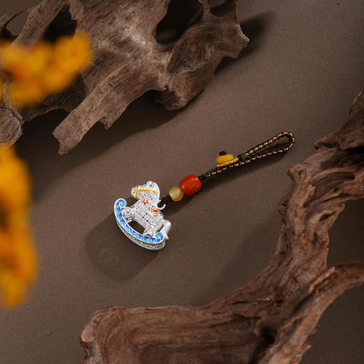 子佩集【好运加马】银S999钥匙扣【BJ0001683】小摆件花丝珐琅彩白马2602 商品图1