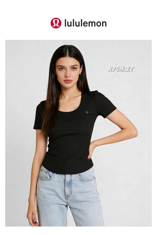 F032570一包3件装春夏新款女士三色冰感大U领燕尾短袖T恤 商品图13