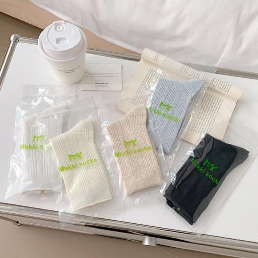 【39元5双，下单拍5】Mekki袜子女春夏季轻薄透气堆堆袜新款中筒袜纯色竖条网眼ins潮ZXFX2026 商品图1