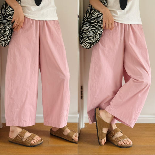 拿捏春日-松弛感酵洗棉九分休闲茧型裤【包邮+三天无理由退换】 商品图2