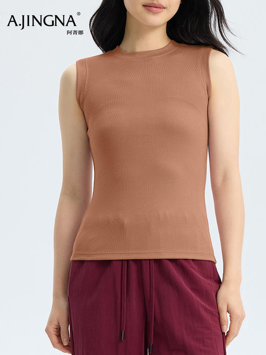 【无袖背心】阿菁娜春夏季新款松弛感无袖背心软糯蓬松毫无束缚圆领无袖清爽利落F31C301020 商品图4