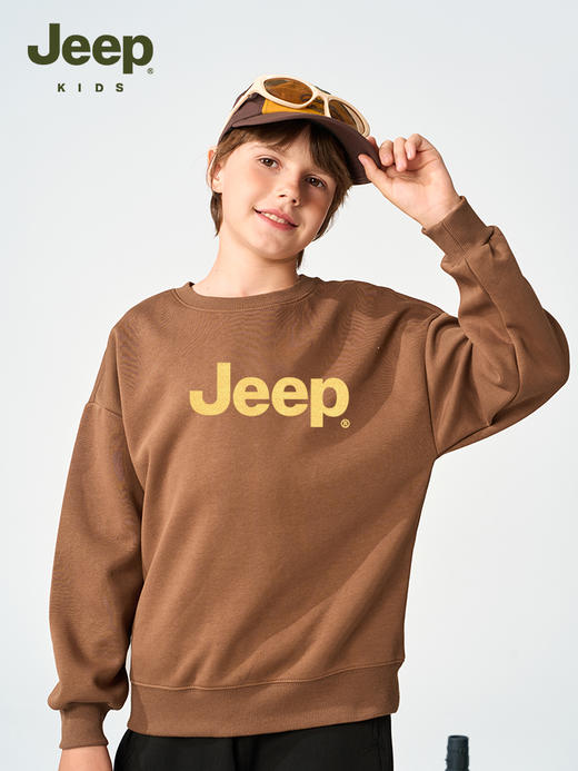 【儿童服饰丨JeepKids吉普男女童春秋洋气套头衫】面料舒适透气，耐穿耐洗，经典螺纹圆领穿脱方便，款式简约百搭，单穿叠穿都好看 商品图6