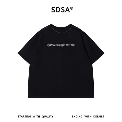 824SDSA男装2026新款高贵轻奢潮牌胸前撞色字母圆领短袖T恤百搭宽松 商品图1