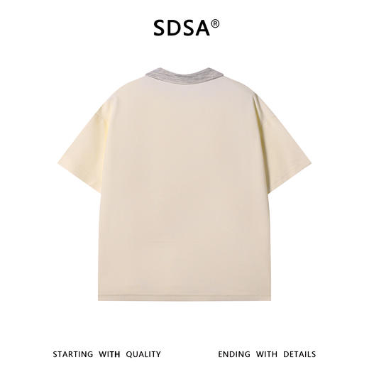 SDSA男装2026新款高贵轻奢老钱风拼接简约polo领短袖T恤百搭宽松 商品图4