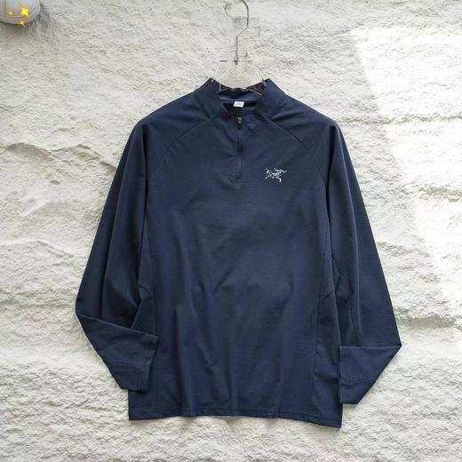 F032523早秋新品简约百搭男士户外运动休闲半拉链长袖衬衫 商品图4