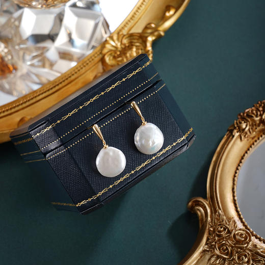 子佩集【月汐留痕】银S925珍珠惜王妃耳钉【W5320】13-14.5mm珠双色巴洛克扁珠2601 商品图3