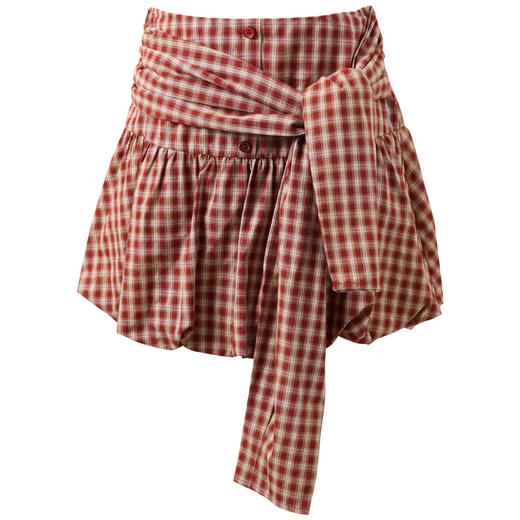 【100棉】三彩独醒2026夏季新款格纹半身裙A字裙短裙高腰花苞裙F 商品图4