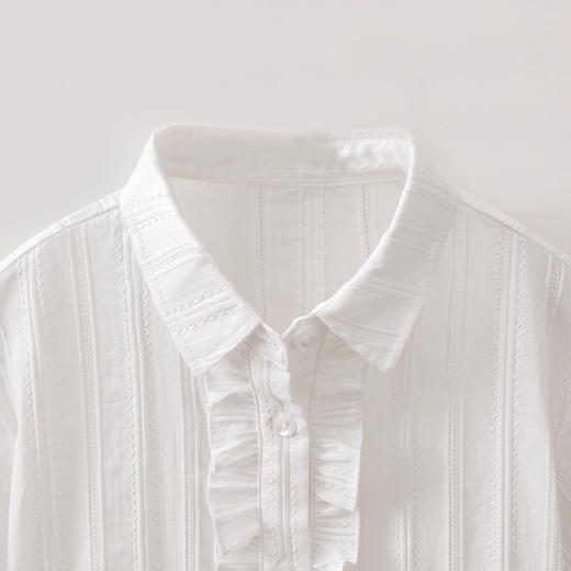 马克珍妮甜系花边女童纯棉绣花衬衫2026年夏装新款560673 商品图4