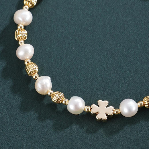 子佩集【幸运时光】珍珠惜王妃手链【ZZSL005】5.5-6mm珠镀金四叶草2601 商品图1